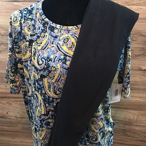 LulaRoe XS Irma with Black Os Leggings both NWT